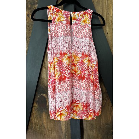 Old Navy Sleeveless Tropical Top Size L Keyhole Back - Picture 2 of 6